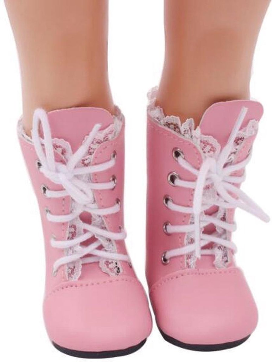 Dolldreams | Roze laarsjes met kant voor poppen zoals Baby Born -