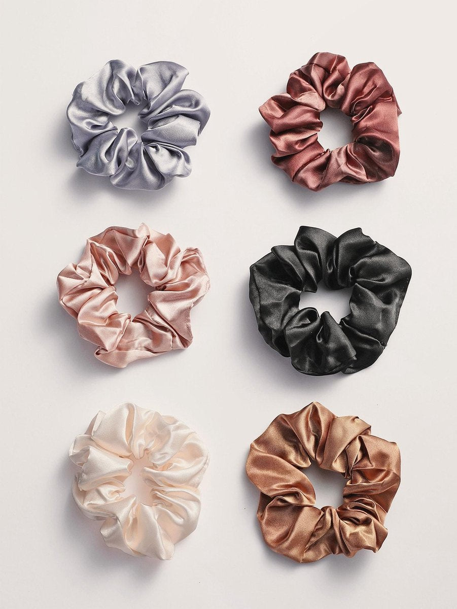 6 stuks  satijnen Zachte Scrunchies - Haarelastiek - Haarband - Haarwokkel - Haaraccessoire.