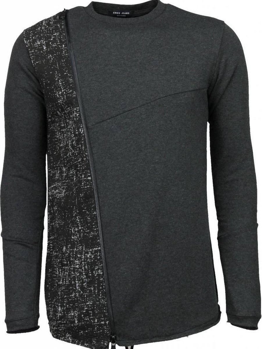 Enos Long Tee Zipper - Sweater - Donker Grijs - Maat: S