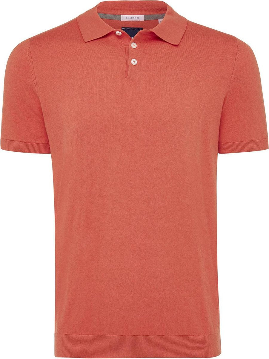 Trevor | Pullover polo stijl katoen/kasjmier koraal