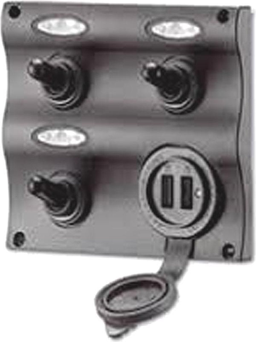 Schakelpaneel 3voudig met USB lader waterdicht