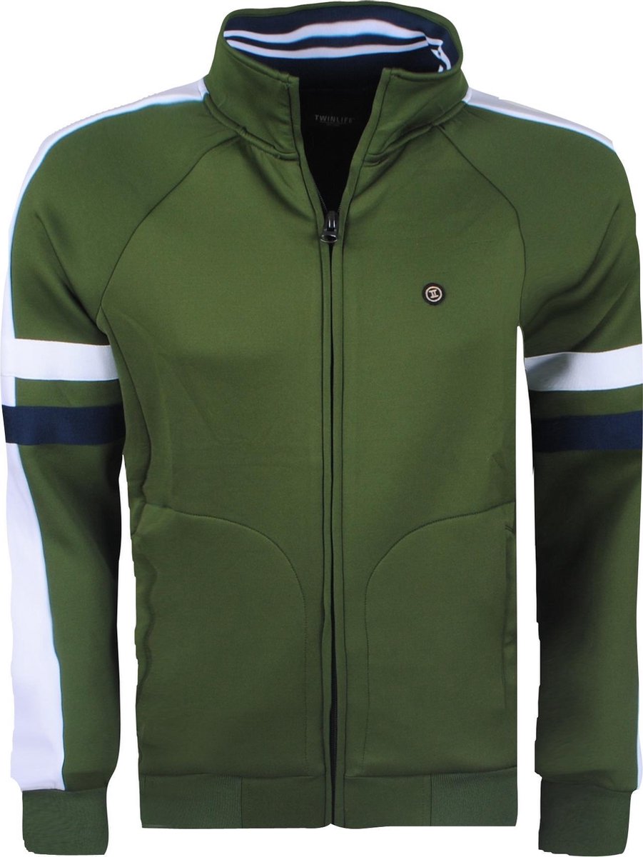 Twinlife - Heren Vest - Sweat - Groen - Wit