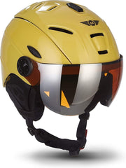 Skihelm geel dames heren met vizier L hoofdomtrek 59-60cm
