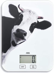 ADE digitale keukenweegschaal KE 1603 Inka. Elektronische weegschaal met koe-lifestyle-print