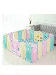 Kinderbox- Speelbox -Babybox -Speelpen-Boxen -Ballenbak - Grondbox - Kruipbox - voor Peuter en kind - Afscherming - met zuignappen  - 16 hekjes - 1 poort met slot - 1 speelmuur- 190 x 190 x 60cm