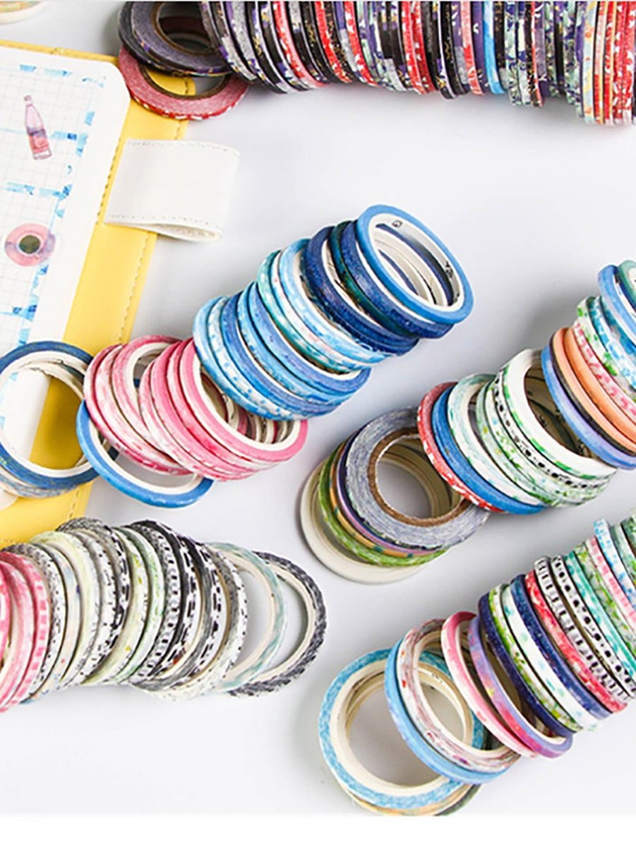 50 rolletjes washi tape 3mm breed