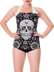 Banned Badpak -M- Sugar skull Zwart