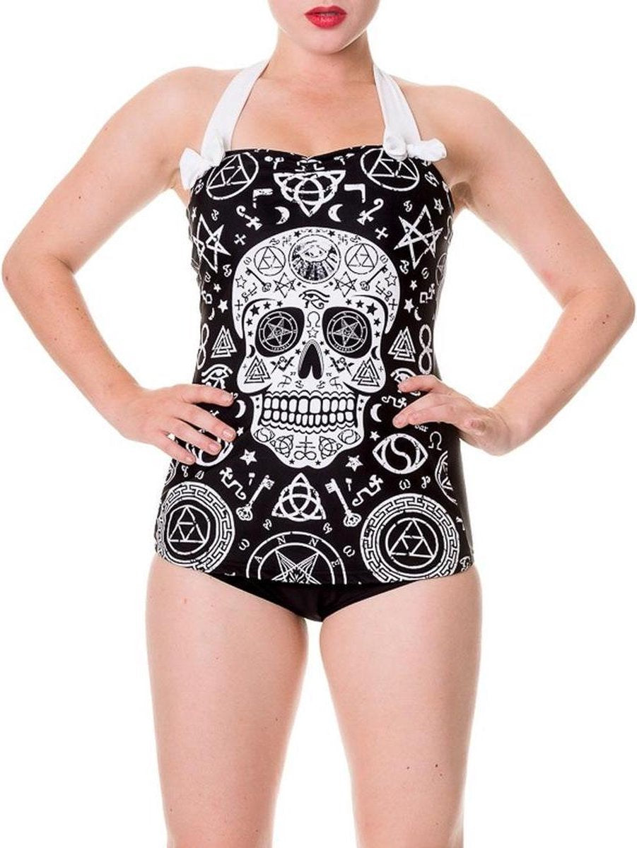 Banned Badpak -M- Sugar skull Zwart