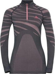 Odlo - Termo Top - turtle neck - long sleeve -  half zip - Dames - Roze - maat L