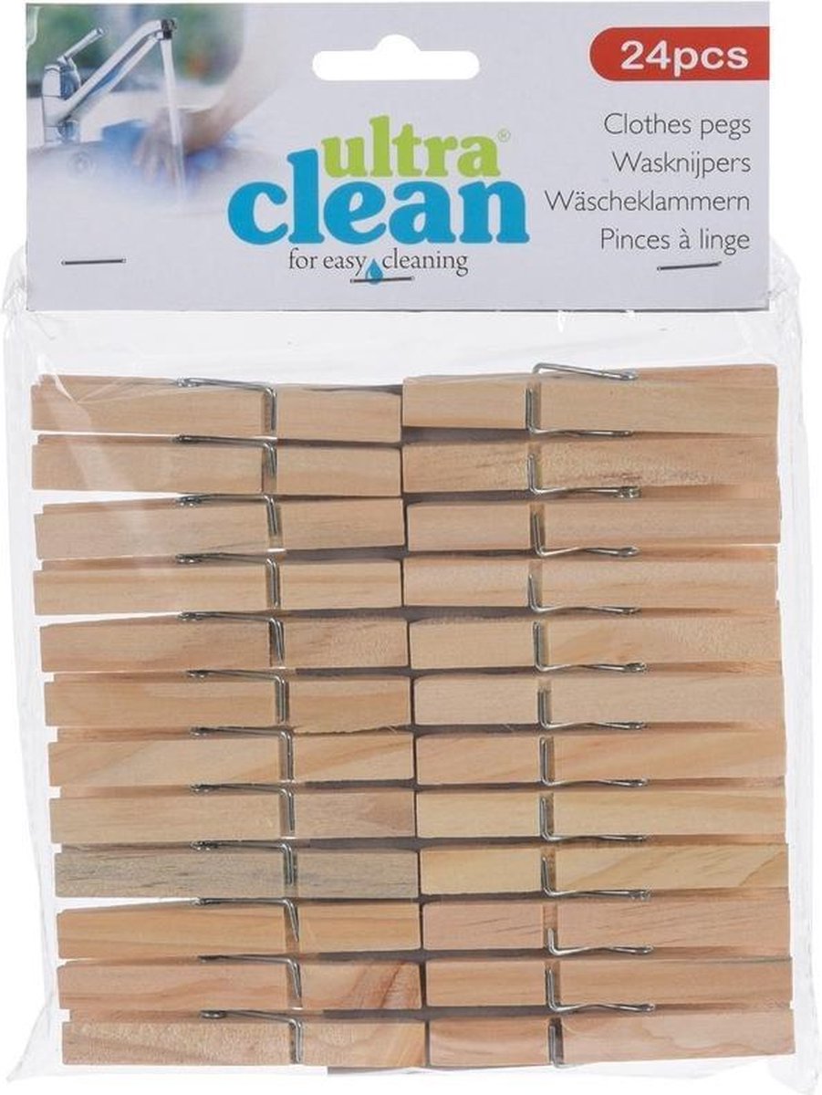 144x stuks Houten wasknijpers van 7 cm - Huishoudelijke producten knijpers / wasspelden