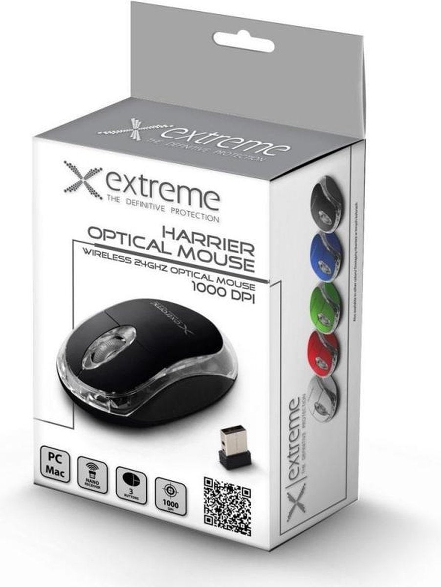 Extreme Wireless Muis Zwart 1000dpi