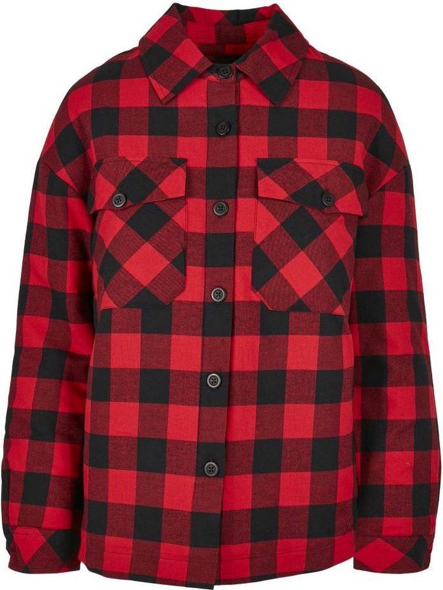 Urban Classics Blouse -M- Flanell Padded Zwart/Rood