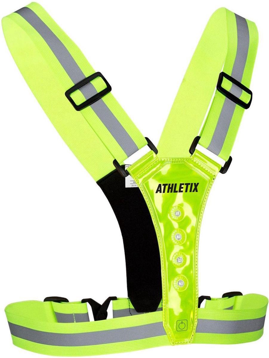Athletix® - Hardloopvest met Verlichting - LED - One-Size - Verstelbaar - Unisex - Sportvest - Groen