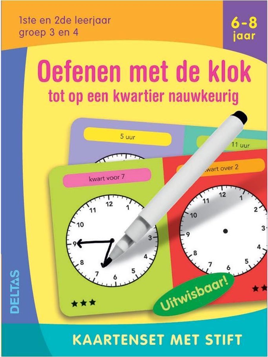 Deltas Kaartenset met stift - Oefenen met de klok (6-8 j.)
