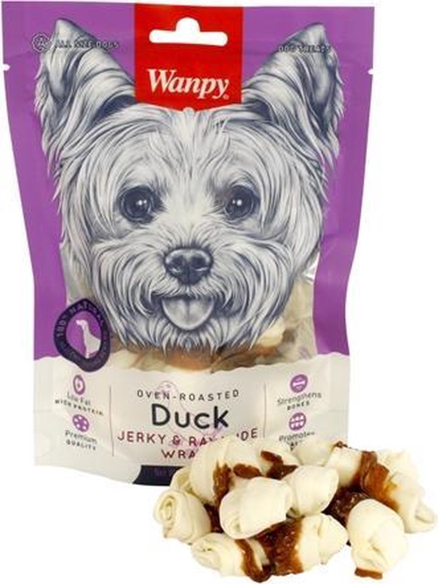 Wanpy oven-roasted duck jerky / rawhide wraps - 100 gr - 1 stuks