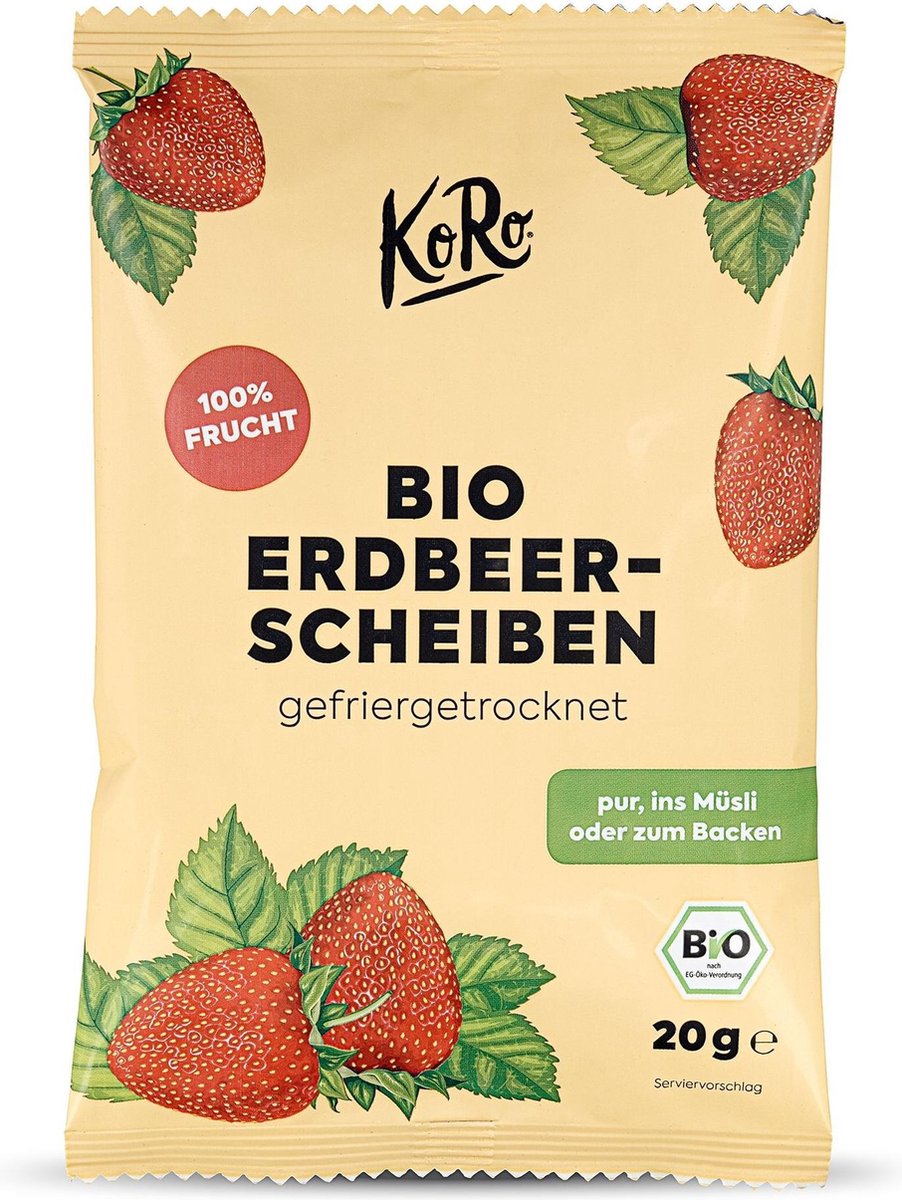 KoRo | Biologische gevriesdroogde aardbeischijfjes 12 x 20 g