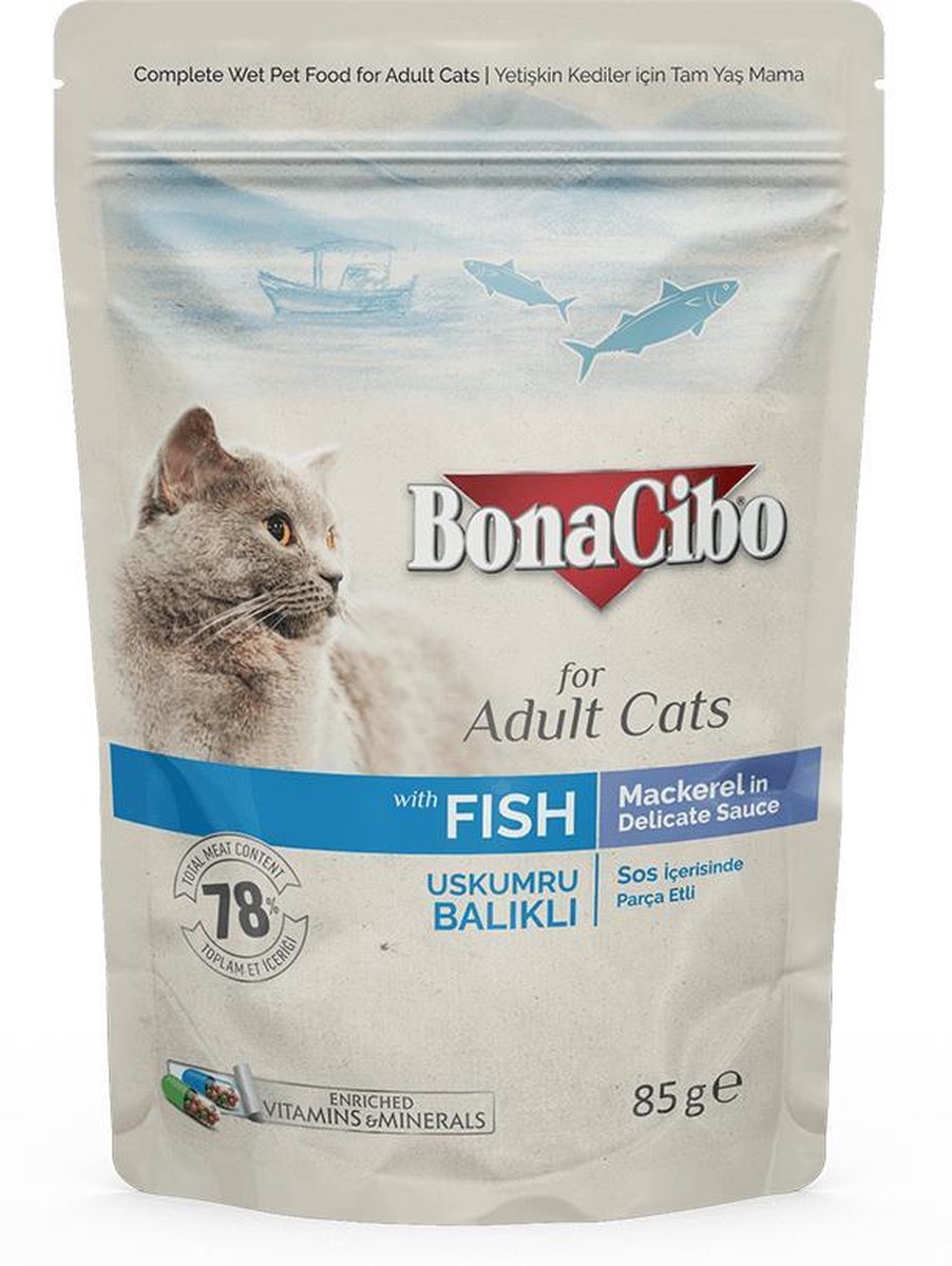 Bonacibo Pouch Kattenvoer – Makreel 12 x 85gr