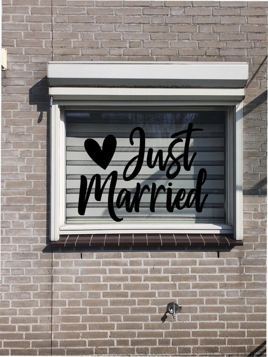Bruiloft - trouwen - raamsticker - just married - pas getrouwd - samen - versiering
