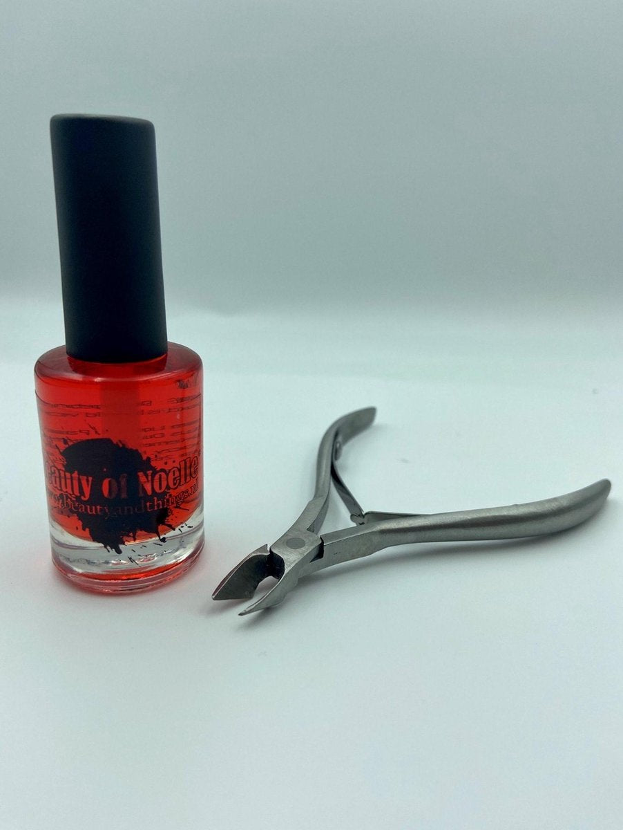 Nagelriem olie 10ml Kersen Combideal 07 + RVS nagelriem tang - Gel nagels - Acryl nagels - Nep nagels - Inox vellentang - Cuticle cutter - Pedicure  - Manicure- BeautyofNoelle©