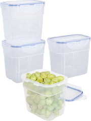 Lock&Lock Stapelbare Vershoudbakjes | Bewaardozen voedsel - Set van 4 stuks - 1 liter - Transparant