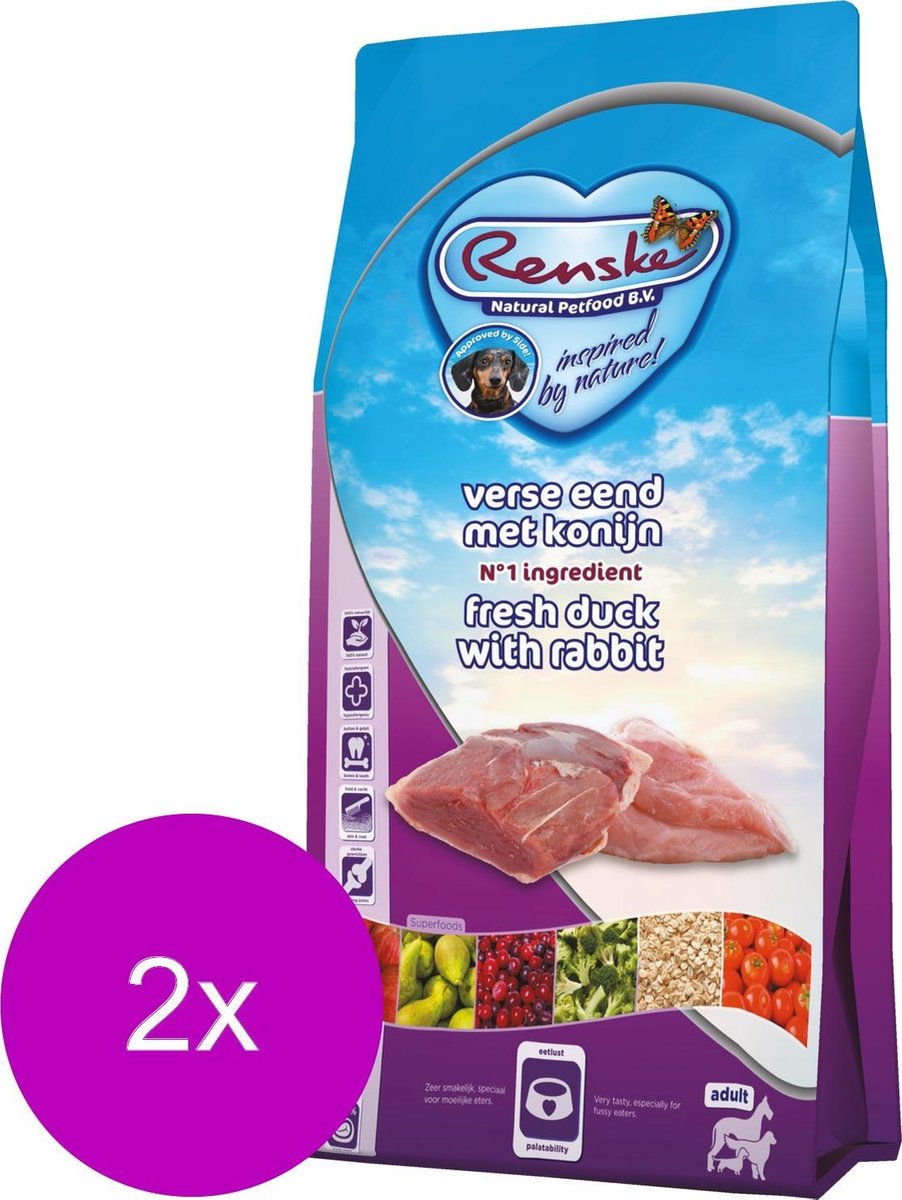 Renske Adult Eend&Konijn - Hondenvoer - 2 x 12 kg