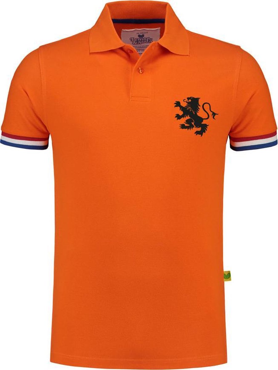 Polo shirt EK voetbal met Nederlandse vlag | Oranje Polo | EK Polo | Unisex Polo met zwarte bedrukking | Oranje polo met bedrukking