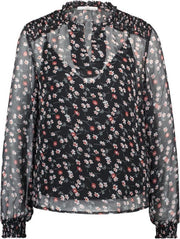Aaiko zwarte transparante blouse met top eronder - valt kleiner - Maat M