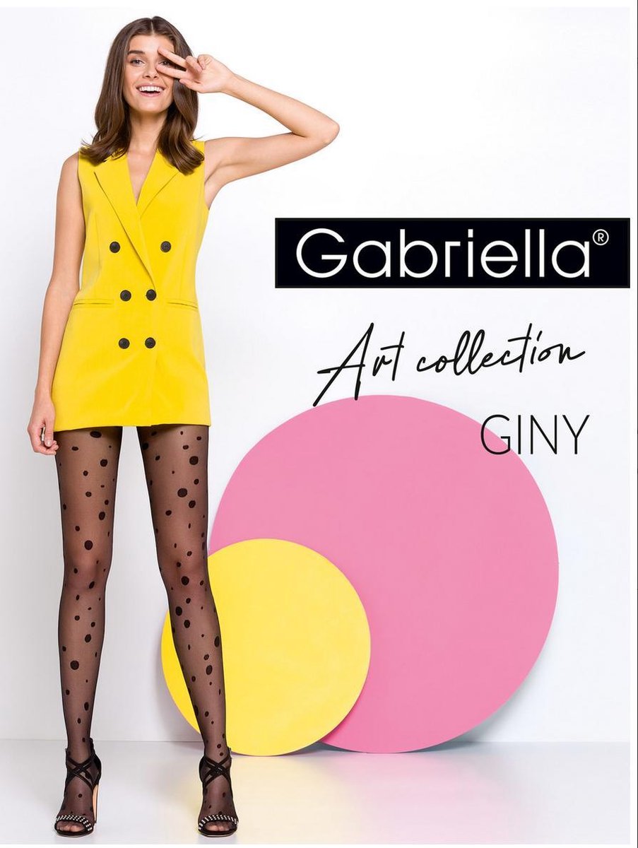 Gabriella GINY panty’s 20DEN zwart met stippen maat 4-L
