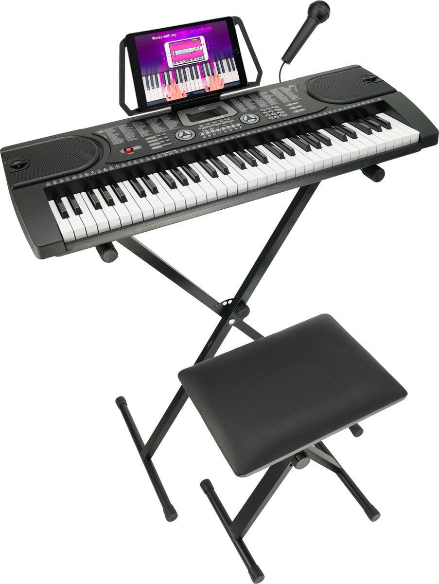 Áengus A289 Keyboard met Standaard Pianokruk en Microfoon - 61 toetsen