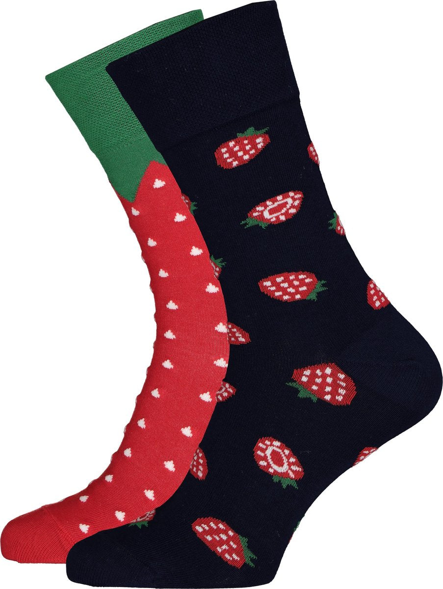 Toffe Sokken - Gekke Sokken - Leuke Sokken - Strawberries - Maat: 35 t/m 38