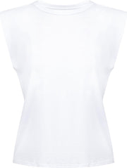 Padded shoulder top white
