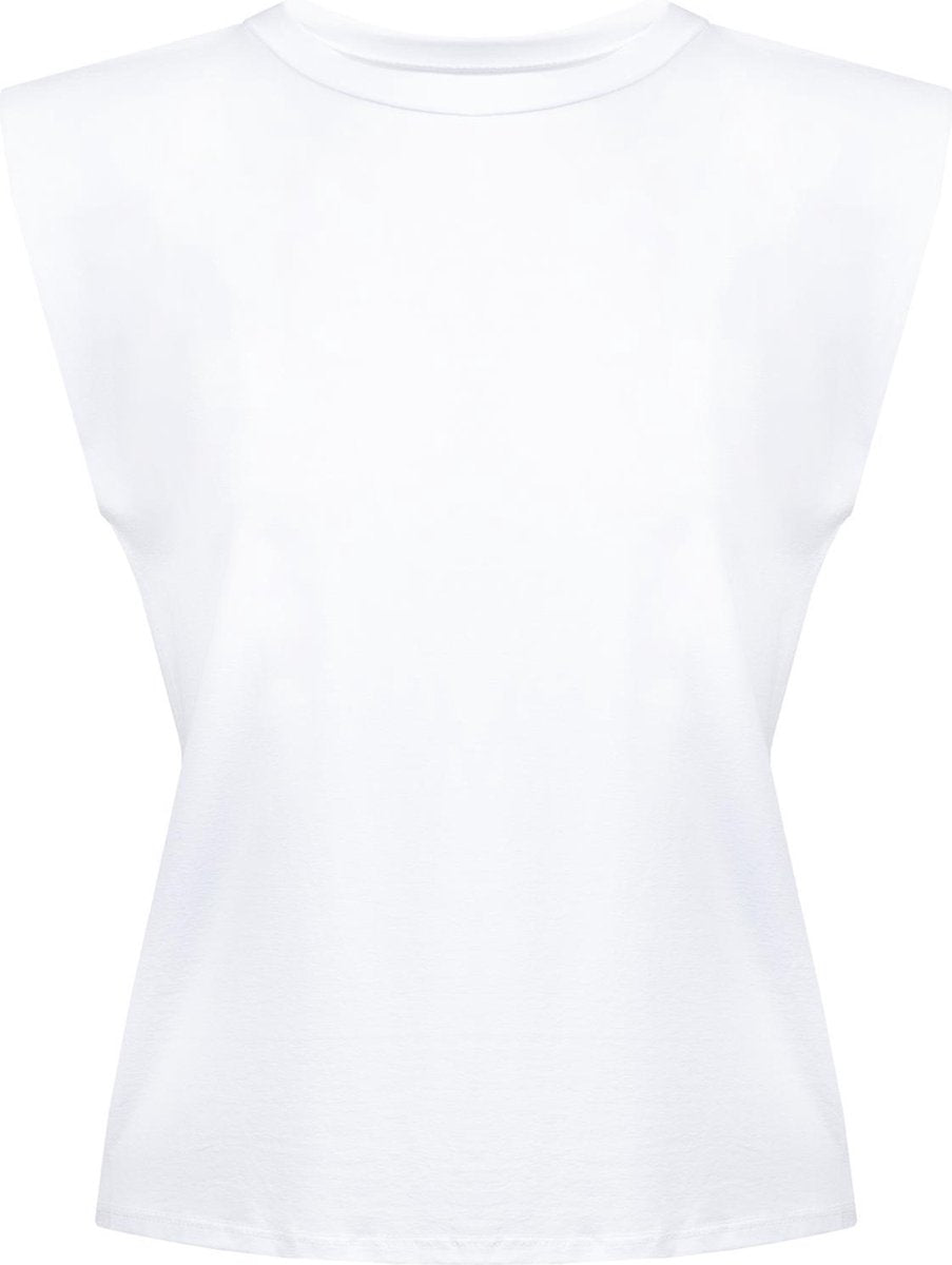 Padded shoulder top white