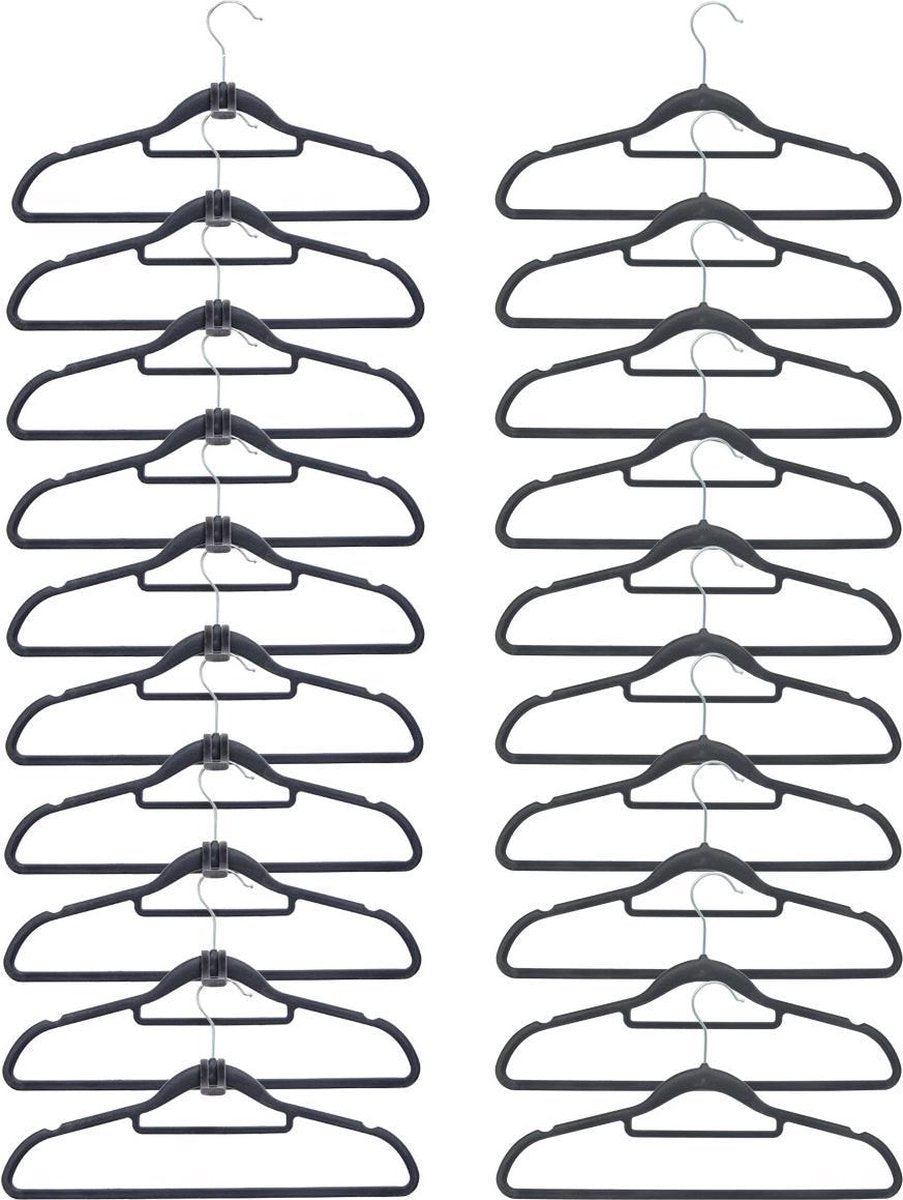 20 fluwelen kleerhanger 10 haakjes organisator anti-slip overhemd hanger pak hanger grijs