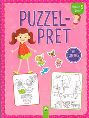 Puzzelpret meisjes met stickers en extra 12 kleurpotloden vanaf 5 jaar