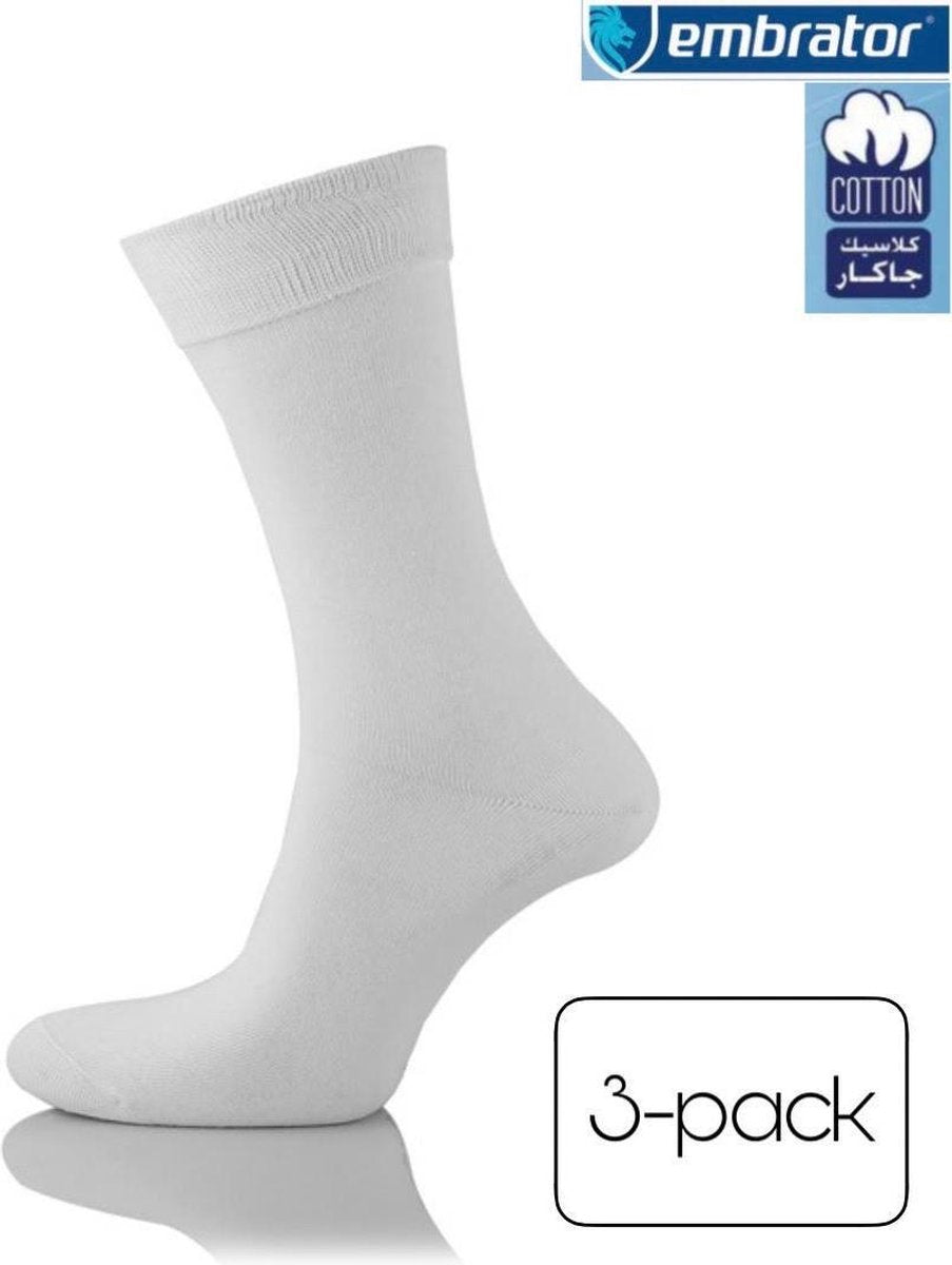 Embrator 3-pack Klassieke mannen Sokken wit