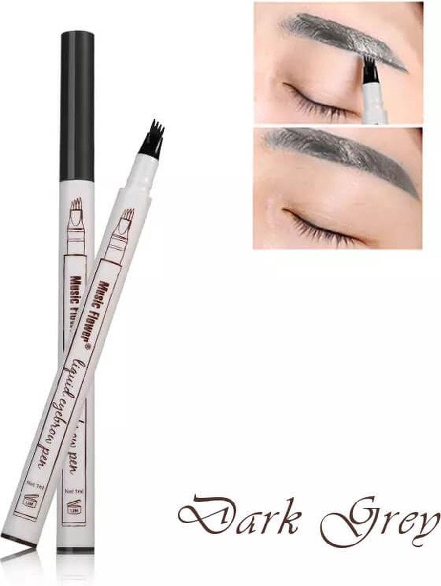Music Flower Waterproof Liquid Eyebrow Pen - 03 Dark Grey