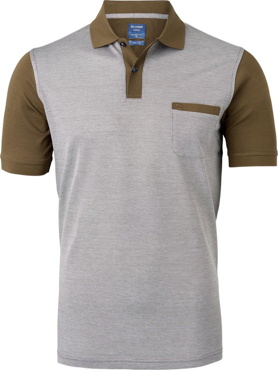 OLYMP modern fit poloshirt - lichtbruin -  Maat: 3XL