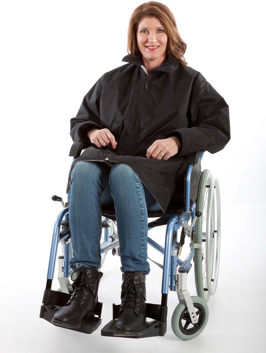 Rolstoeljas winter | Rolstoeljassen & Rolstoelponcho's | Aangepaste jas rolstoel | Zwart | M