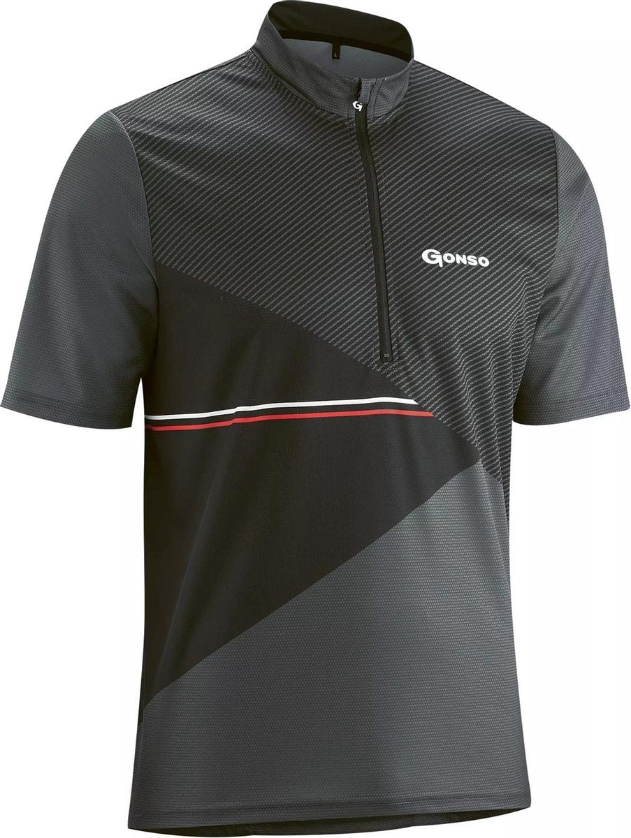 Gonso Ripo Fietsshirt - Maat XL  - Mannen - zwart/donker grijs/rood
