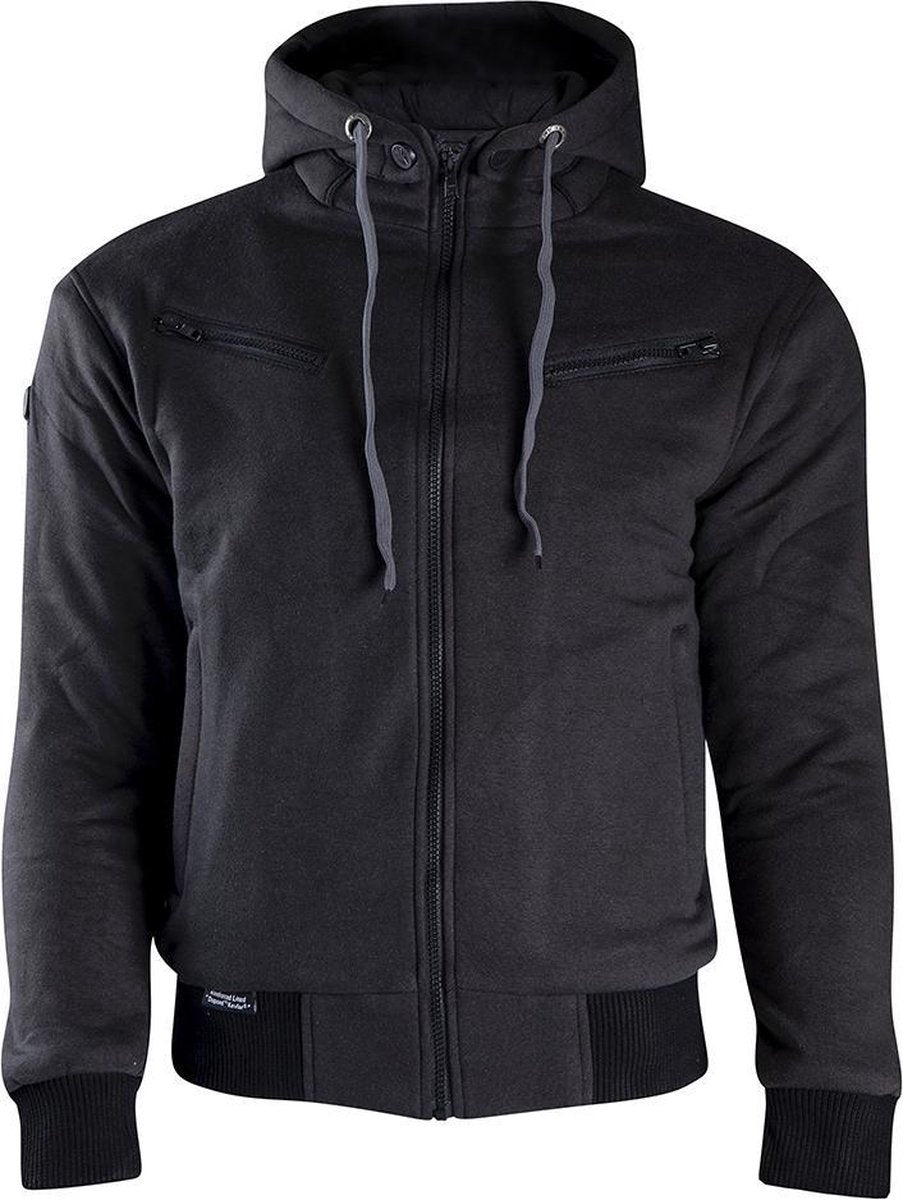 CLAW Mortal Slim Fit Kevlar hoody - heren hoodie motorjas voor motor en scooter - Zwart - Maat 4XL