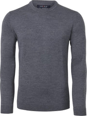 MARVELIS heren trui wol - O-hals - antraciet melange -  Maat: 3XL