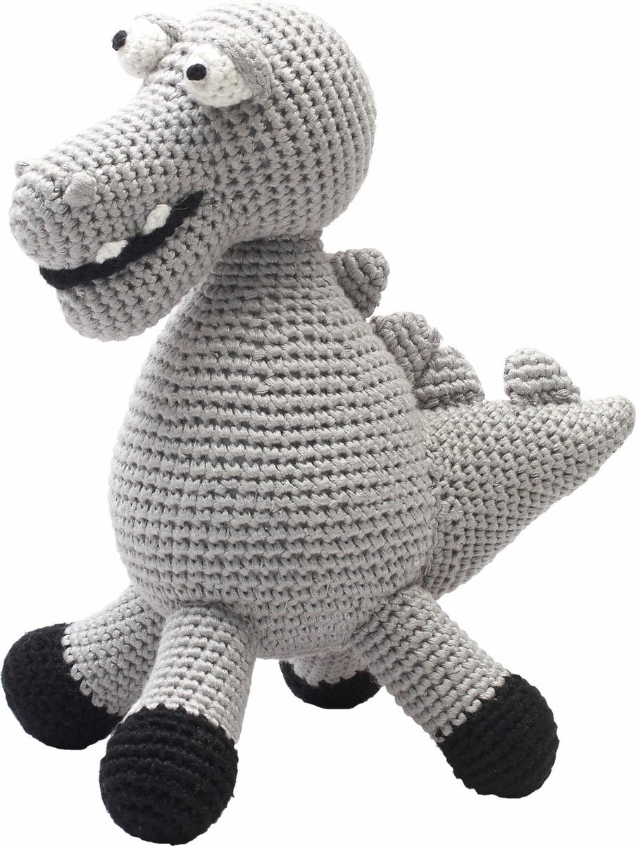 Naturezoo Knuffeldier Krokodil Xl Gehaakt 40 Cm Grijs
