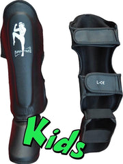 Punch Round Kids Muay Thai Fighter Kickboks Scheenbeschermers 10 jaar | Scheenbeen lengte 30 cm