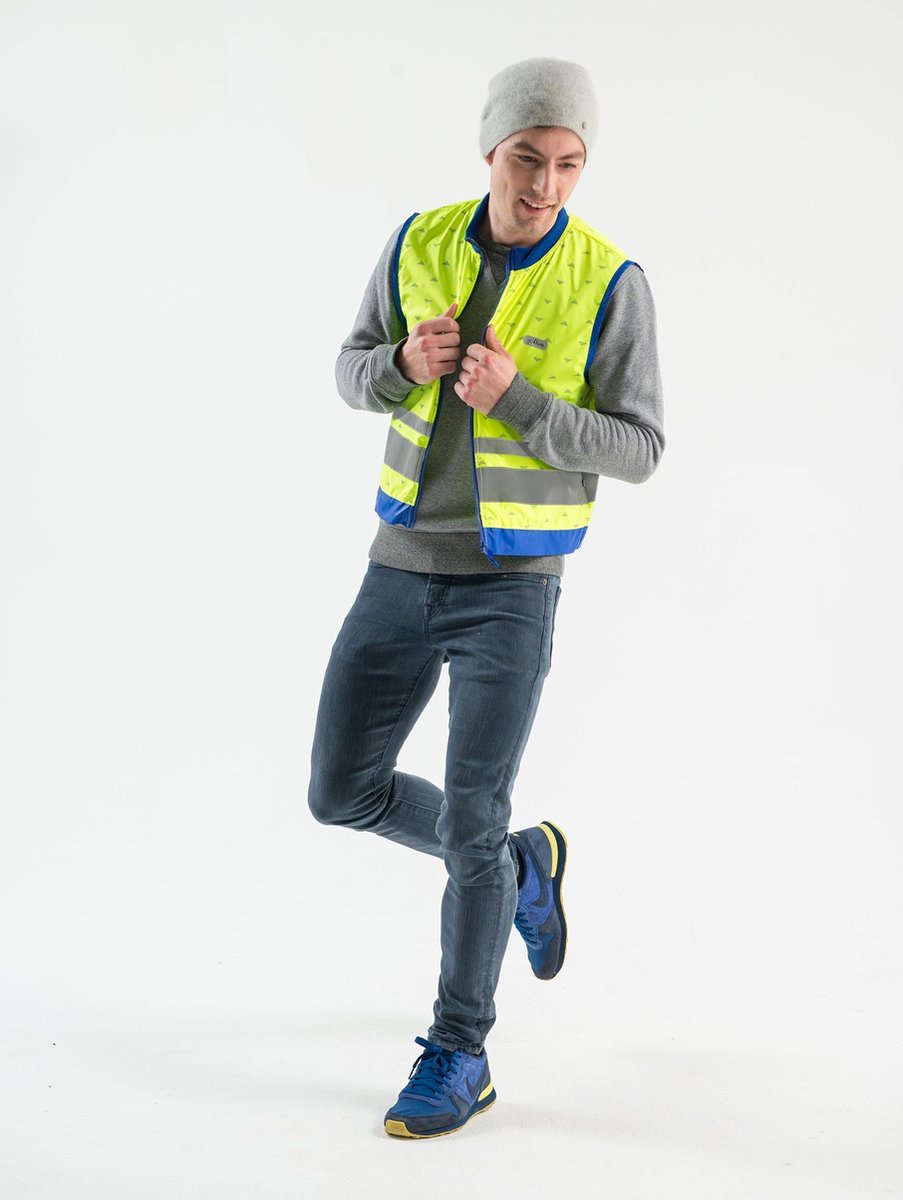 gofluo. Jackson Veiligheidshesje - Reflecterend hesje - Fluoriserend - Veiligheidsvest - Lichtgewicht - Reflectie jas - Zichtbaarheid in het donker - Veilig de weg op - Geel - XS