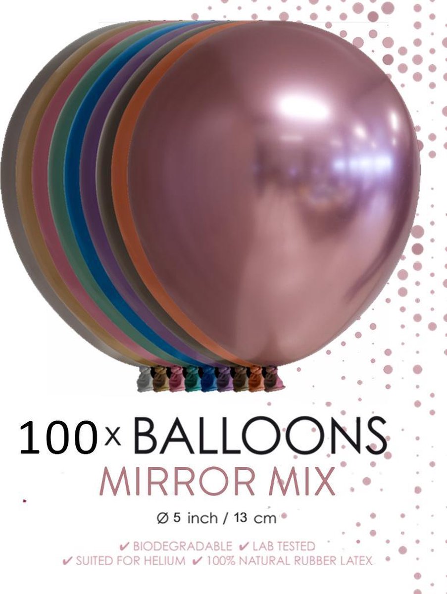 100 chrome 5 inch kleine ballonnen assortie.