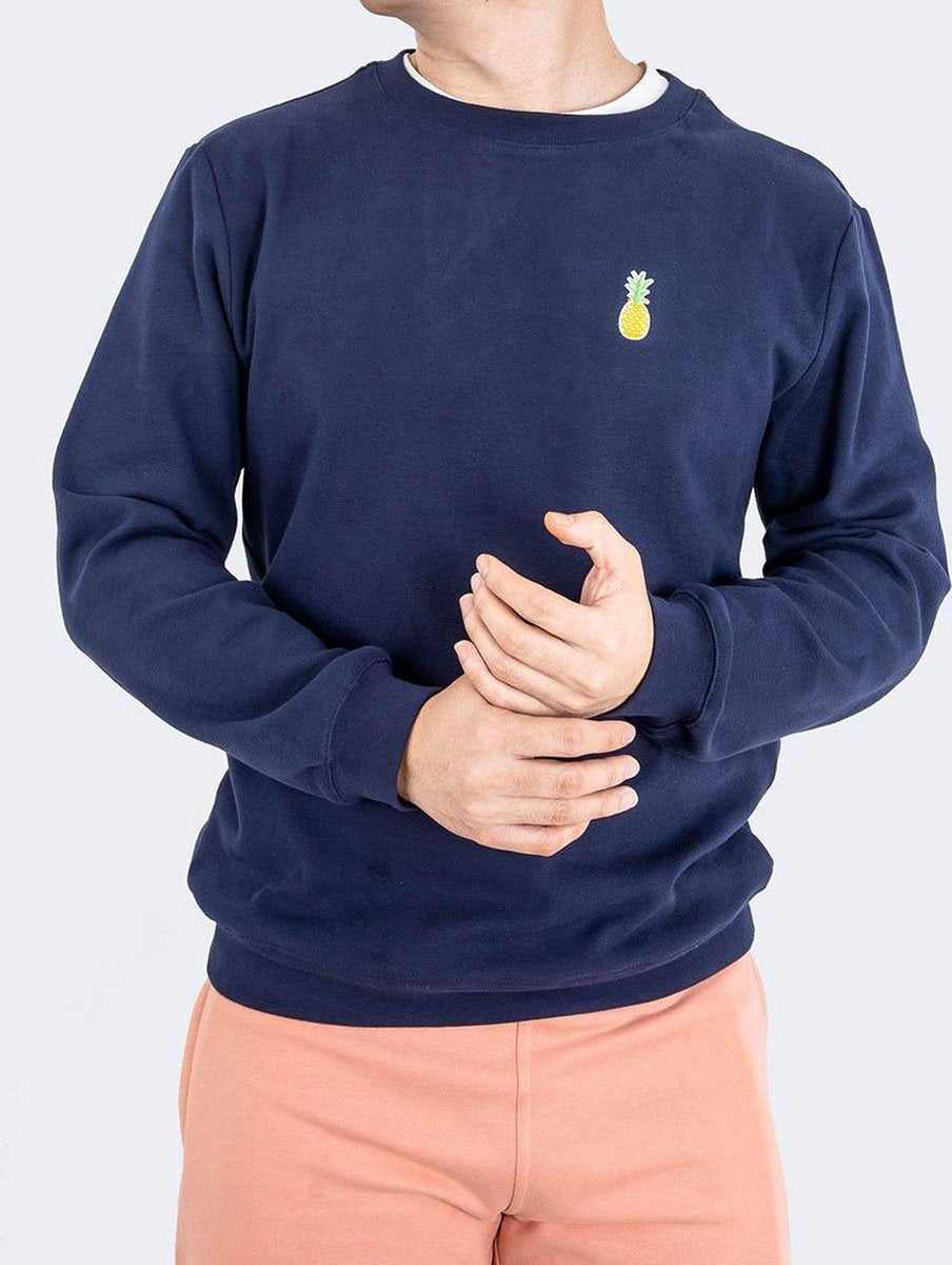 Eubi Sweater Pineapple - Donkerblauwe Premium Trui - Supersoft - Herenmaat M - Unisex