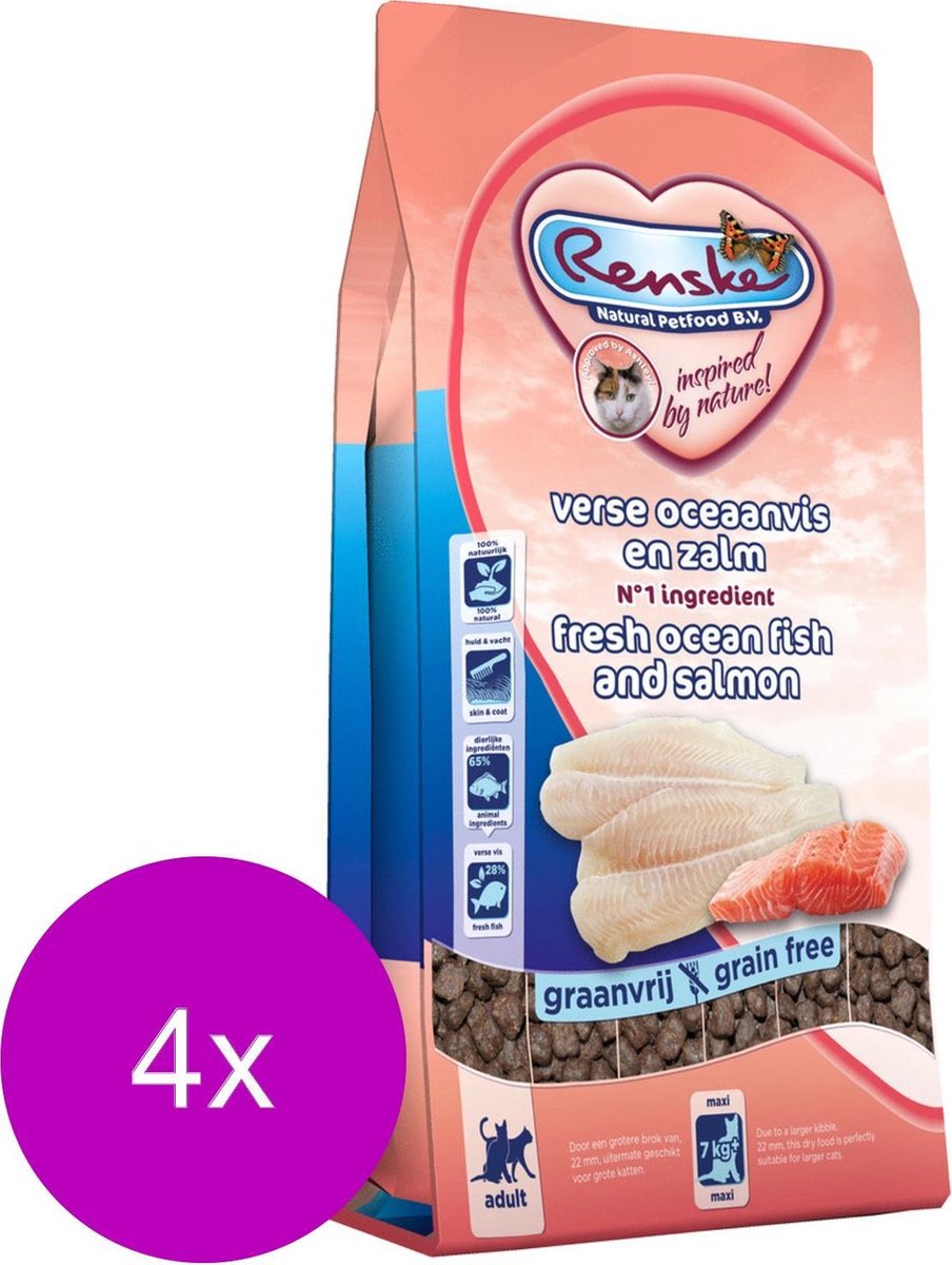 Renske Kat Adult Maxi Verse Zeevis&Zalm - Kattenvoer - 4 x 400 g