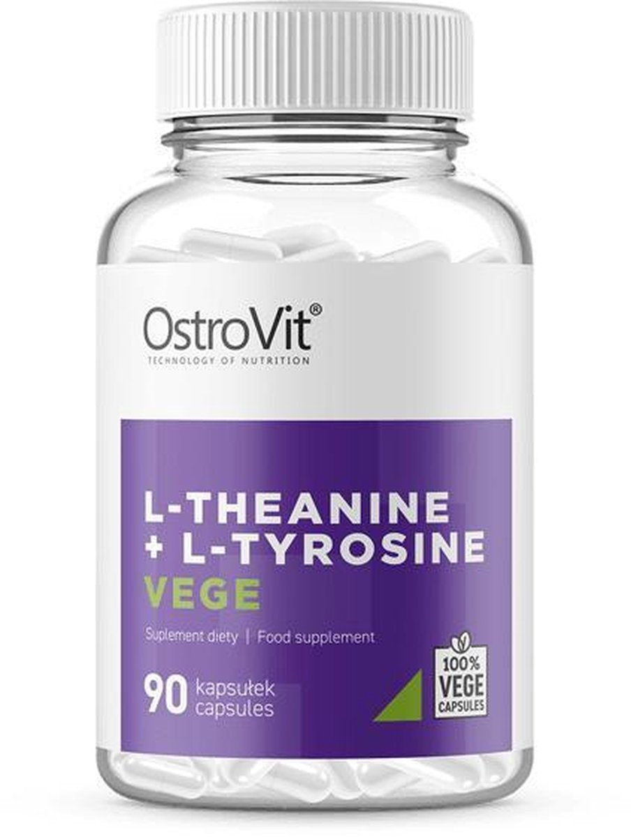 Aminozuren - Theanine + Tyrosine - 90 Capsules - Vegan - OstroVit -  + GRATIS Pill Box