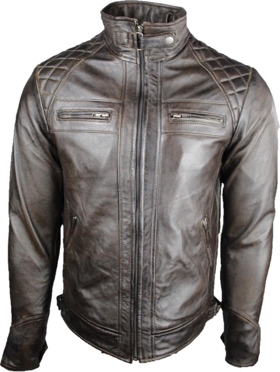 Urban 5884® WINSTON Donker Bruin Lams leren Heren Jack -5XL