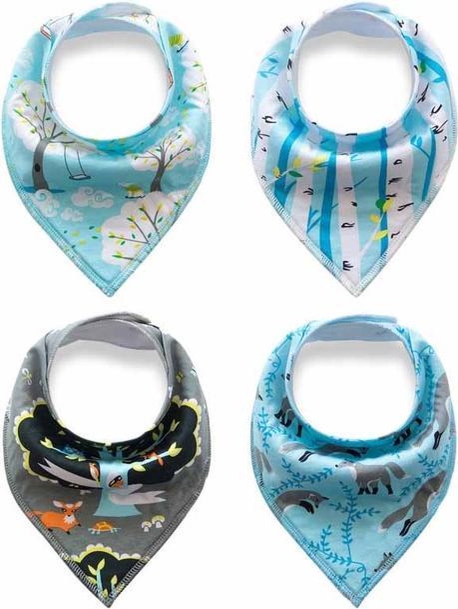 JillyBee - Slab - Slabbetje - Slabber - Bandana - 4pack - Uil - Vos - Boom - Schommel